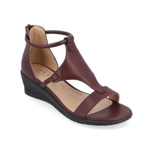 Journee Collection Traylee Wedge Gladiator Sandals in Wine Size 8.5 NEW IN BOX